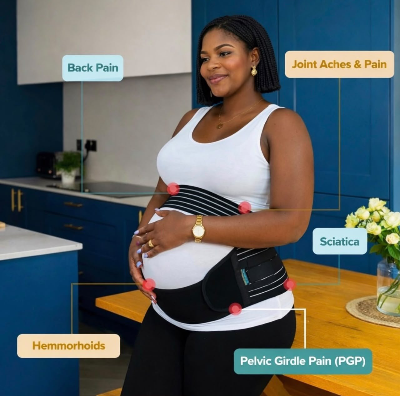 Pregnant woman resting comfortably at home
